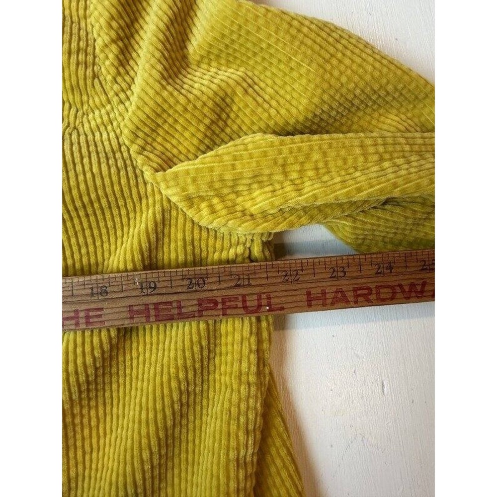 J Jill Chartreuse Corduroy Button Front Jacket Pleated Back Pockets Size L - Picture 9 of 11